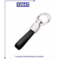 Chaveiro de metal fosco com couro sintético e 2 argolas personalizado 12047